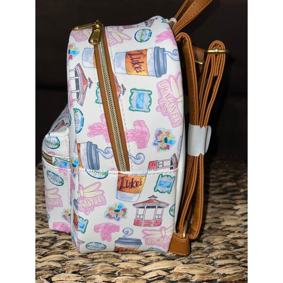 Loungefly Gilmore Girls Pink Stars Hollow Icons Mini Backpack - Picture 2 of 5